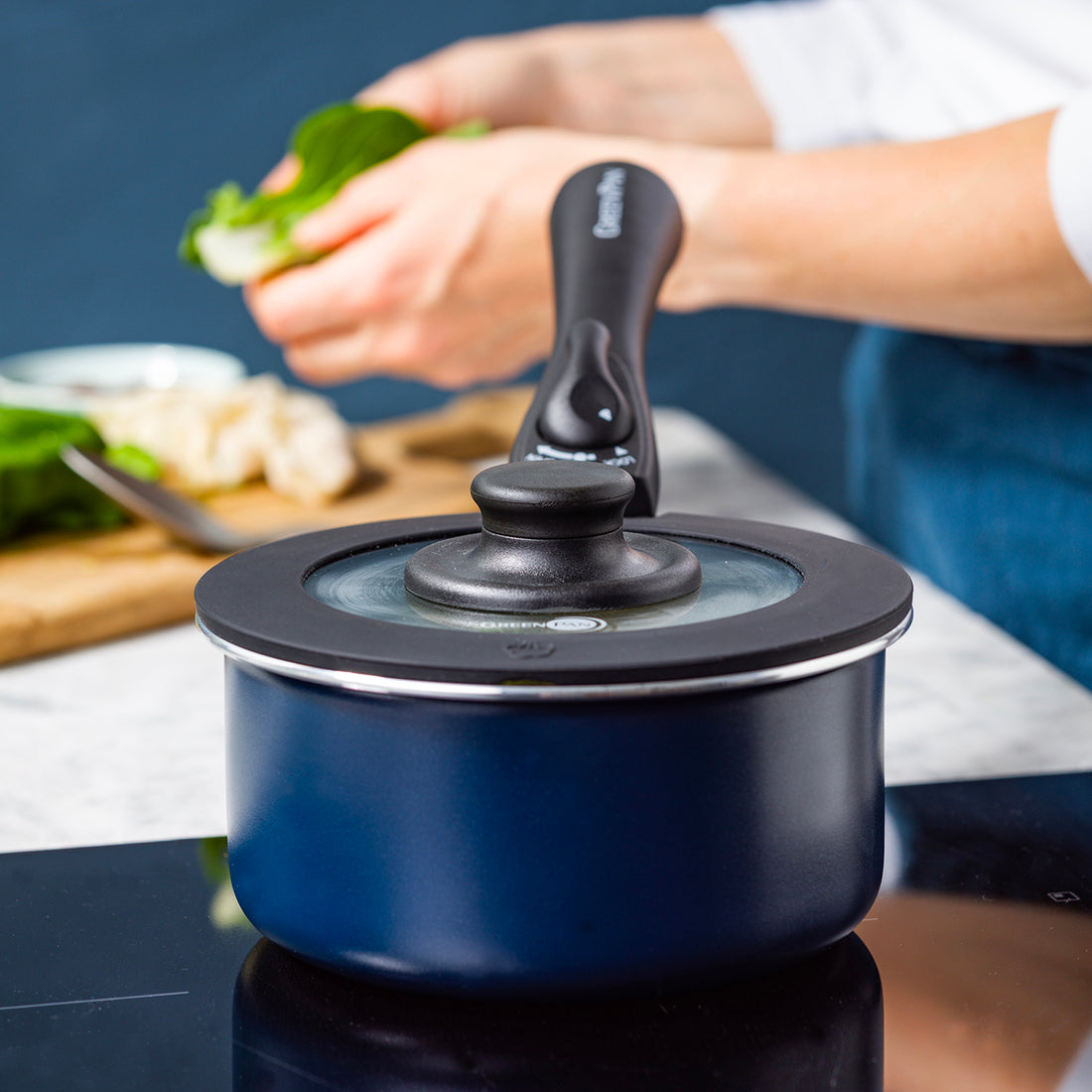 【ブラックフライデー対象】【部品】グリーンパン クリックシェフ ソースパン16cm オックスフォードブルー