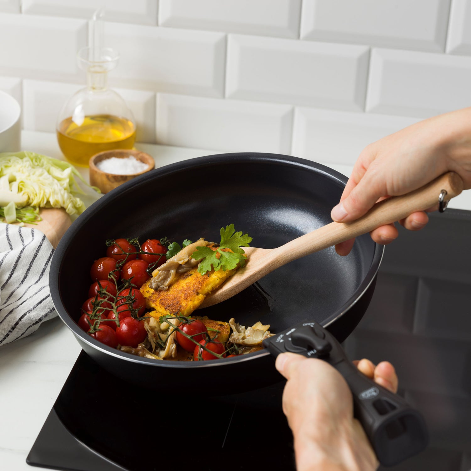 【新商品】【スターターモデル】グリーンシェフ イージースタック 4点セット フライパン20/26cm ソースパン16cm ハンドル ガス火専用