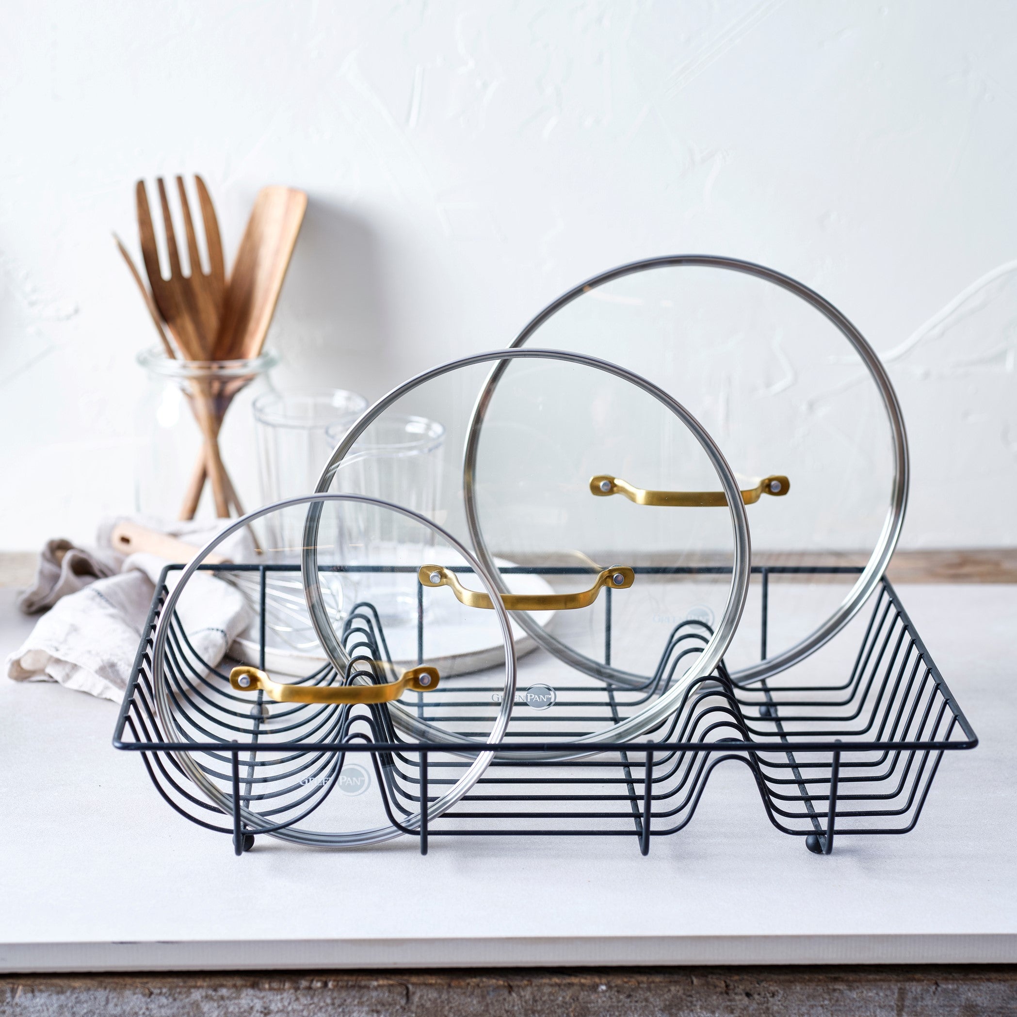 ステンレス ガラス蓋(ハンドル:ゴールド) 28cm