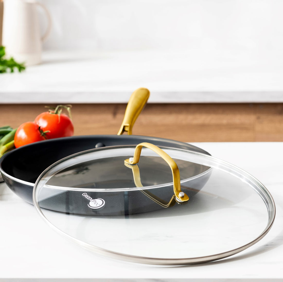 【ブラックフライデー対象】ステンレス ガラス蓋(ハンドル:ゴールド) 26cm