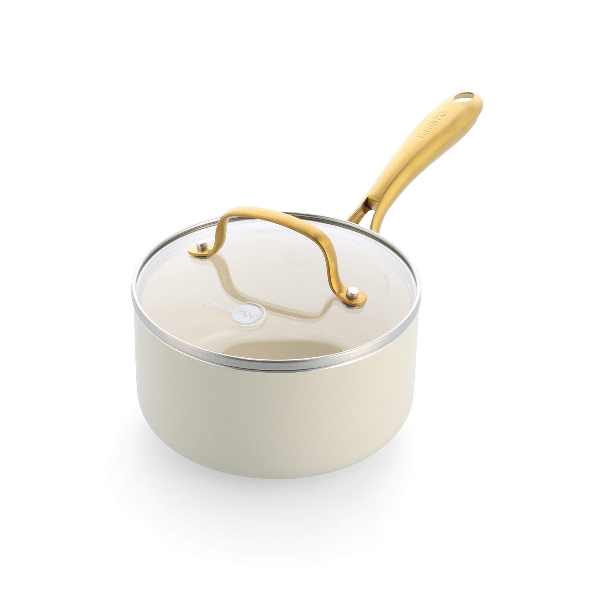 【新商品】ストゥディオ クリームホワイト ソースパン 16cmガラス蓋付 IH/ガス火対応