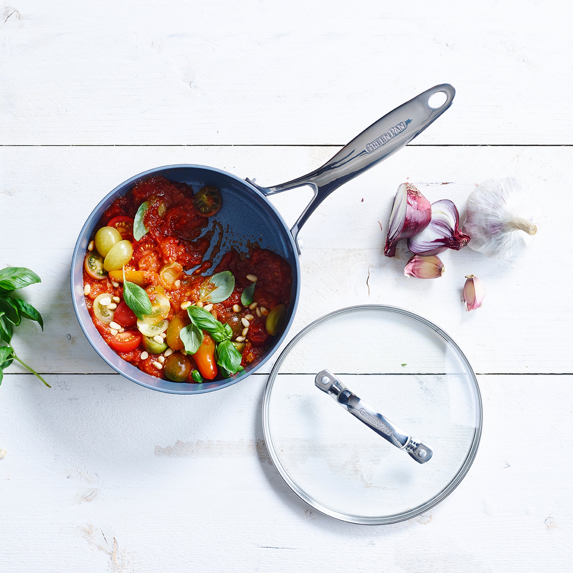 ヴェニス プロ ソースパン(片手鍋)18cm ガラス蓋付き IH/ガス火対応