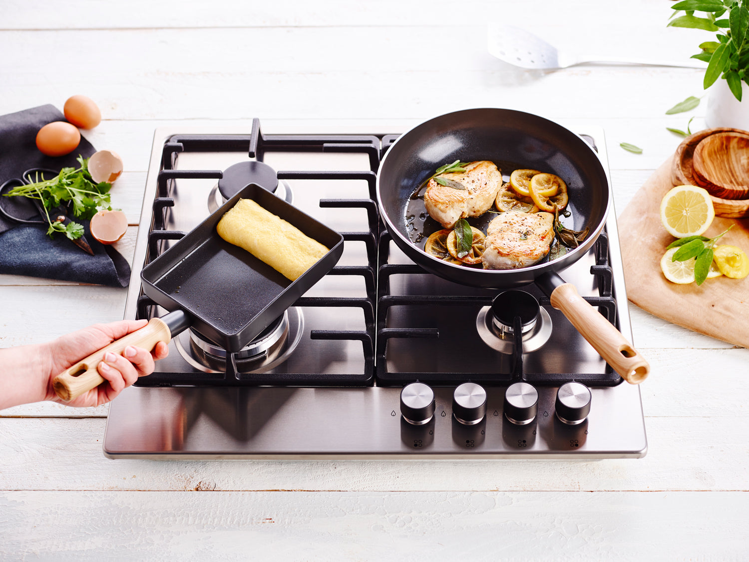 【スターターモデル】グリーンシェフ ビンテージ エッグパン ブラウニーブラック IH/ガス火対応