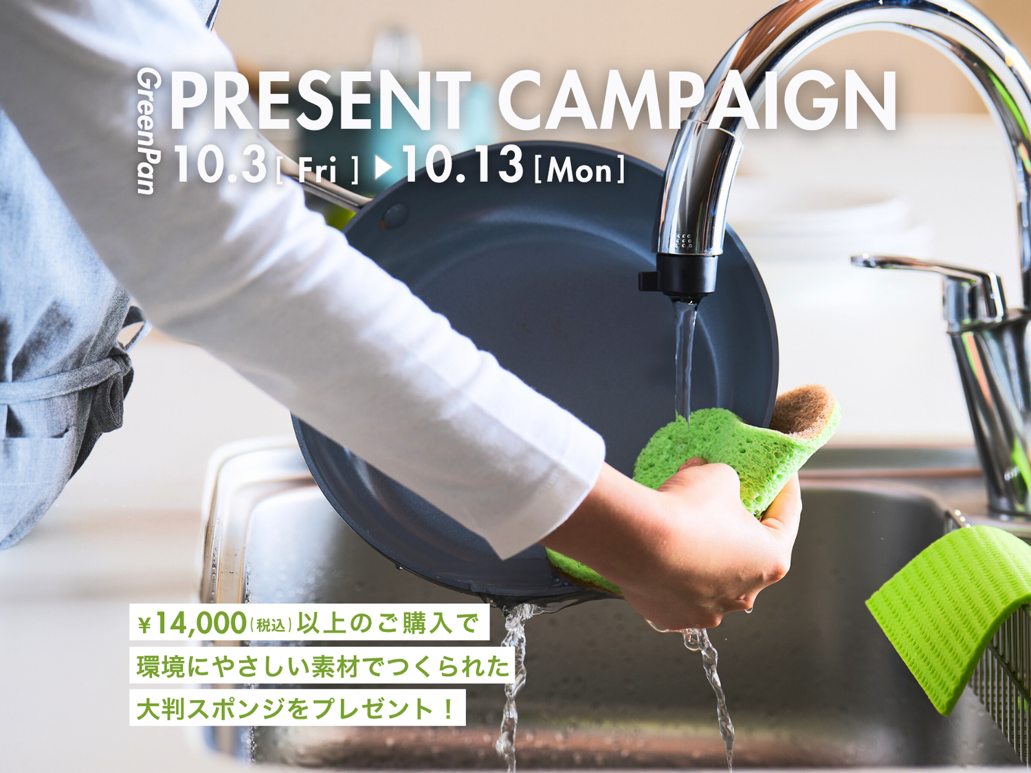 ＜キャンペーン情報＞税込¥14,000以上ご購入で、境にやさしい素材でつくられたスポンジがもらえる！