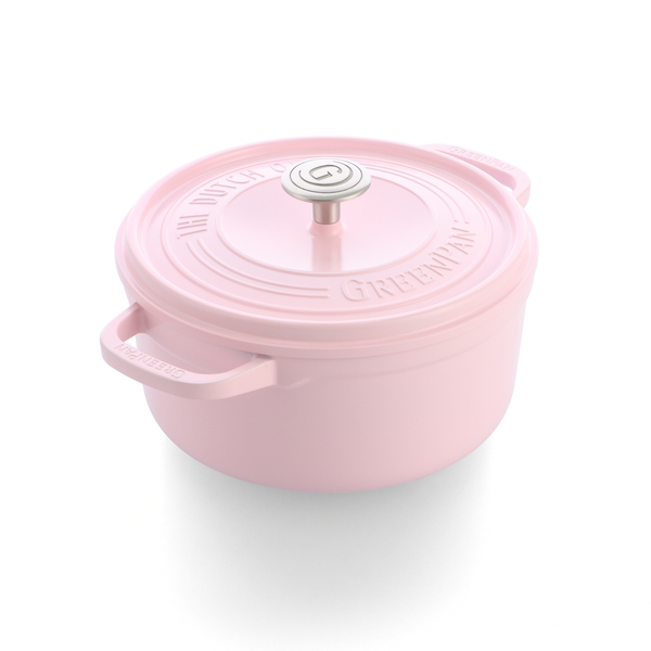 【予約販売】フェザーウェイト ココットラウンド(両手鍋） 22cm ピンク IH／ガス火対応※ポットホルダー2個付