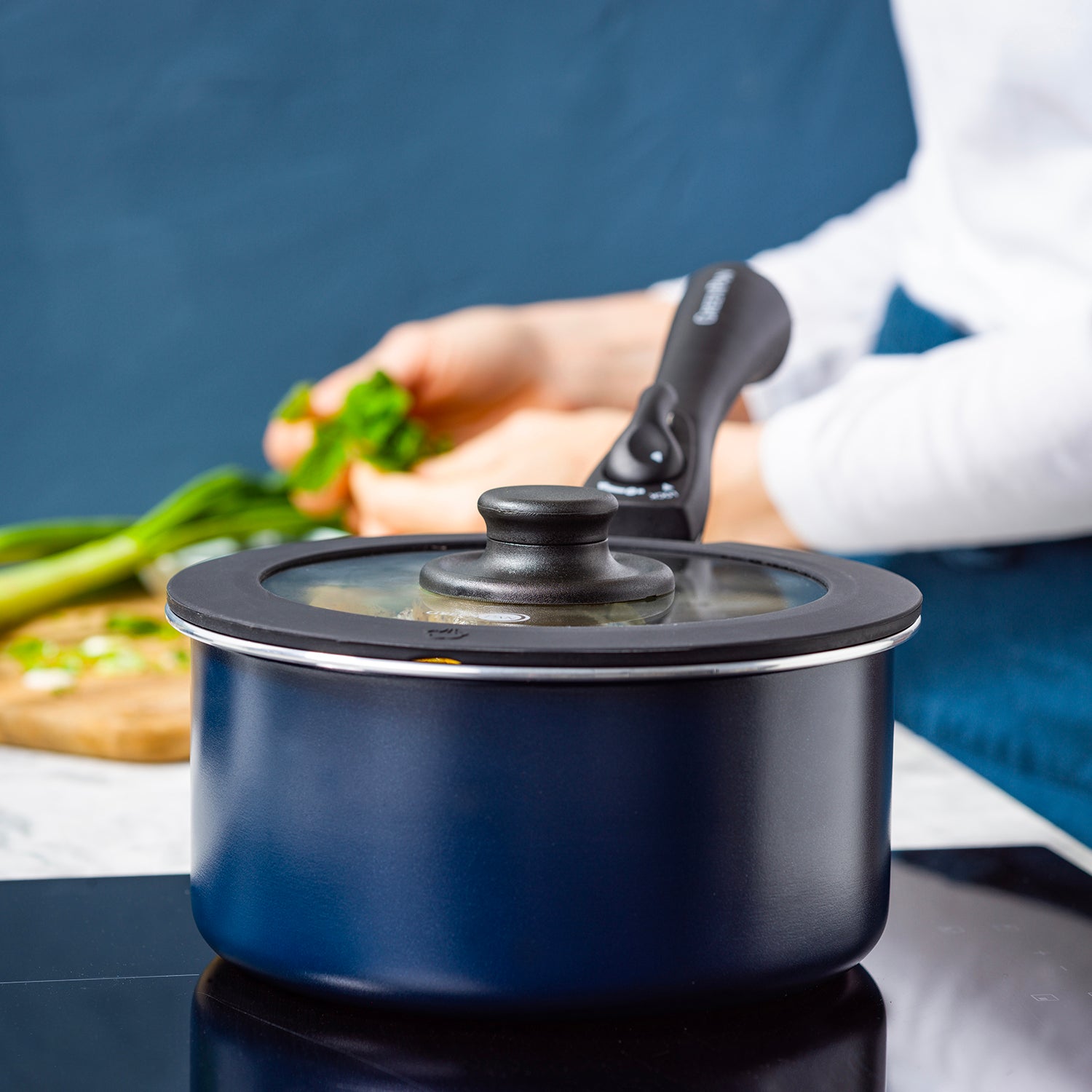 0*8様 グリーンパンクイックシェフ 鍋セットダークブルー 0*8様 グリーンパンクイックシェフ 鍋セットダークブルー 0*8様