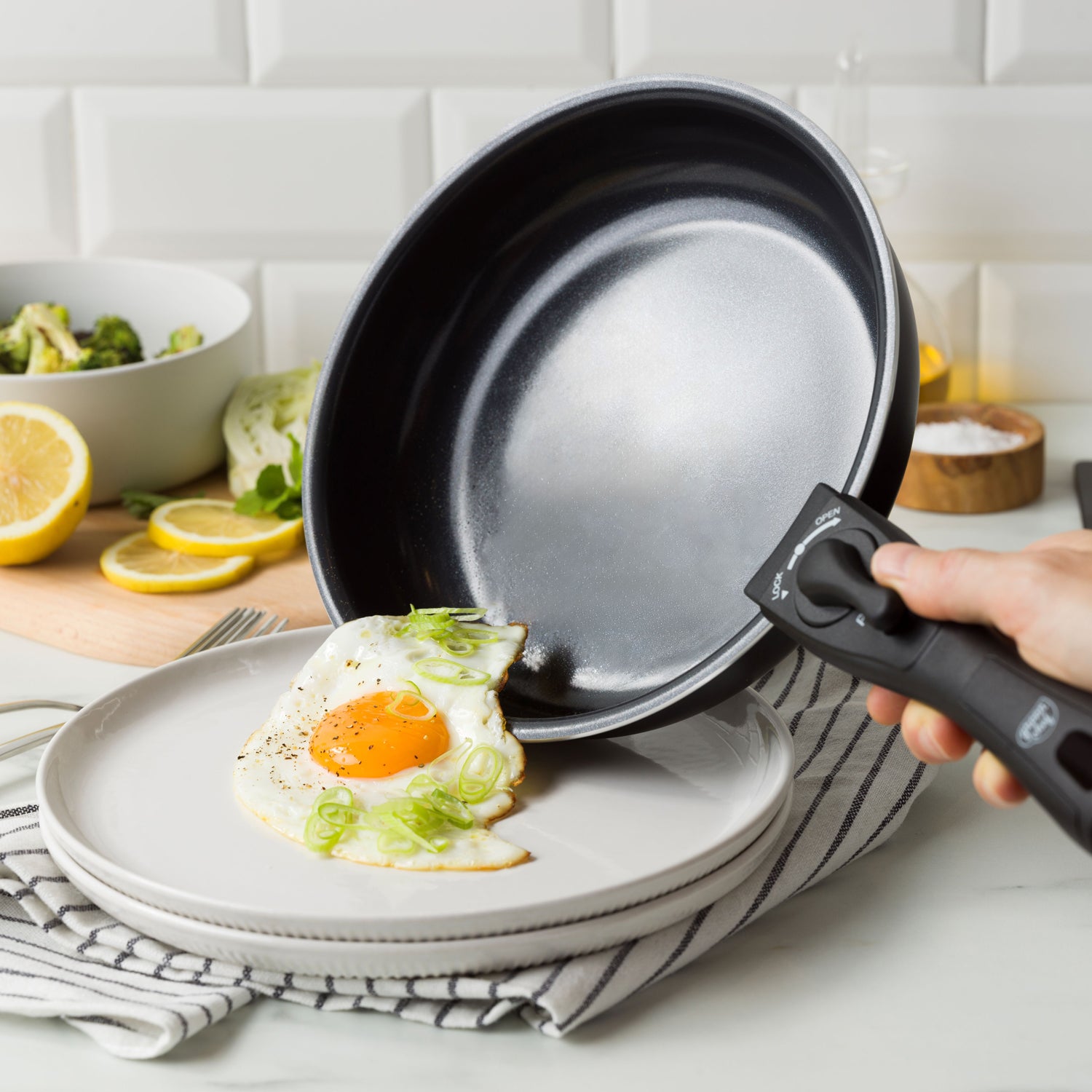 【新商品】【スターターモデル】グリーンシェフ イージースタック 4点セット フライパン20/26cm ソースパン16cm ハンドル　ガス火専用