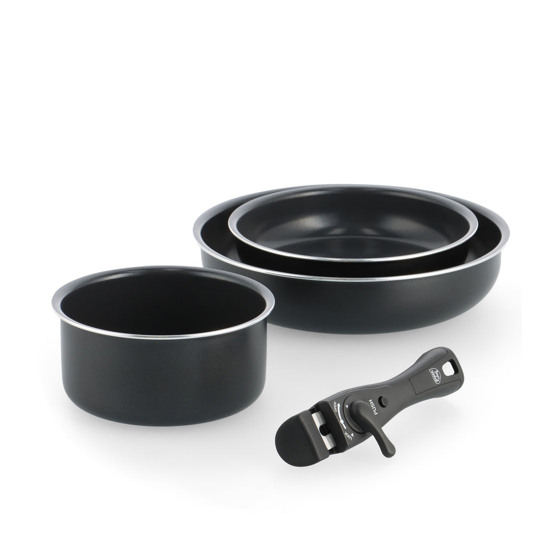 【新商品】【スターターモデル】グリーンシェフ イージースタック 4点セット フライパン20/26cm ソースパン16cm ハンドル　ガス火専用