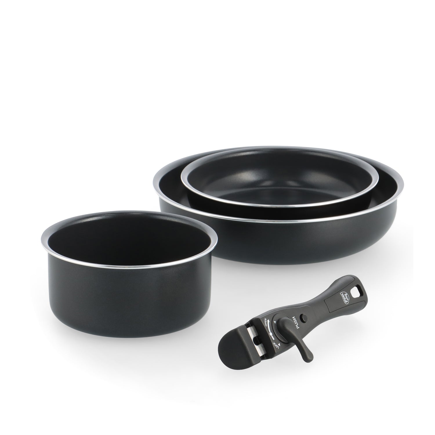 【新商品】【スターターモデル】グリーンシェフ イージースタック 4点セット フライパン20/26cm ソースパン16cm ハンドル　ガス火専用