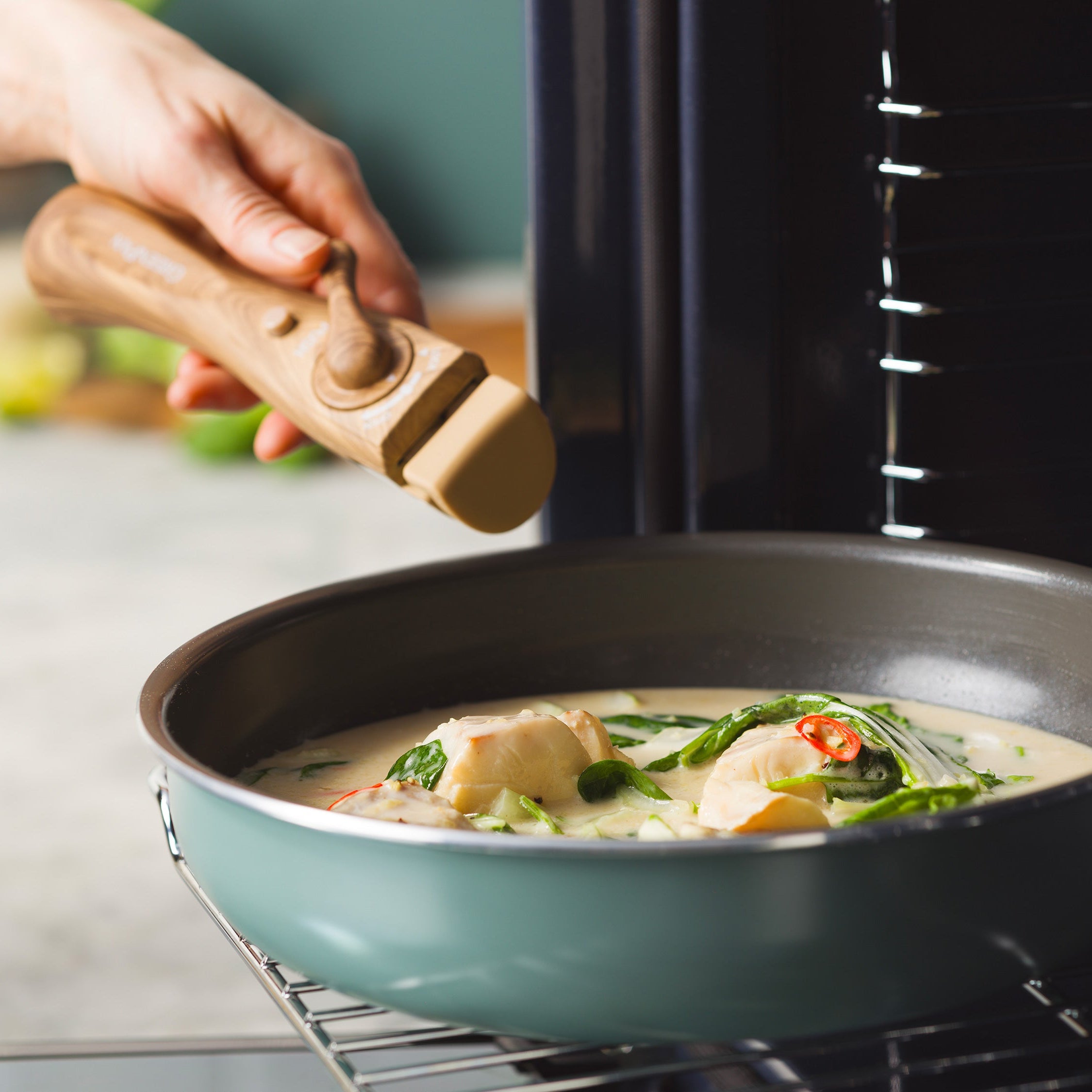 【福袋2026】グリーンパン　メイフラワー×クリックシェフ（スモーキースカイブルー）10点セット　IH／ガス火対応