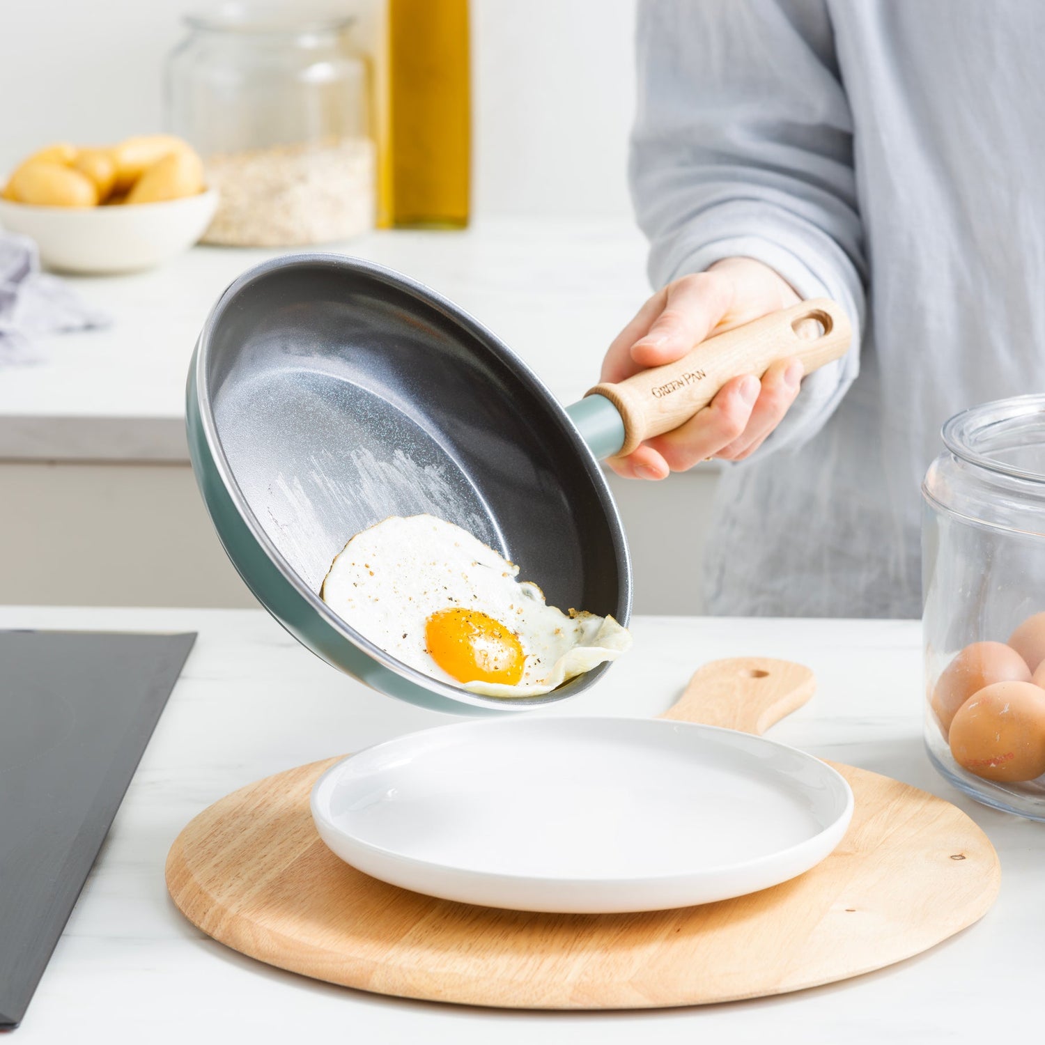 【福袋2026】グリーンパン　メイフラワー×クリックシェフ（スモーキースカイブルー）10点セット　IH／ガス火対応