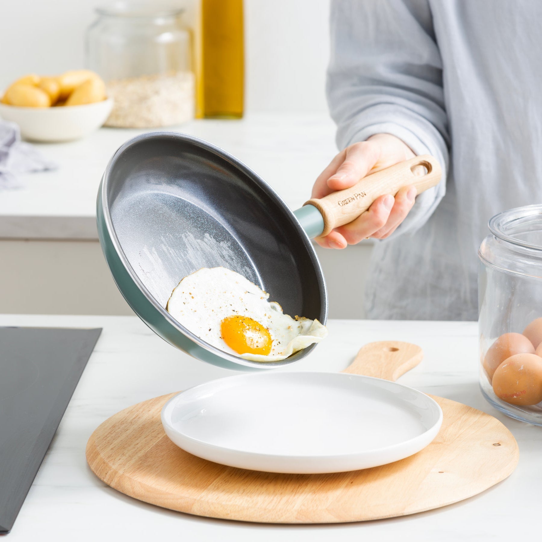 【福袋2026】グリーンパン　メイフラワー×クリックシェフ（スモーキースカイブルー）10点セット　IH／ガス火対応