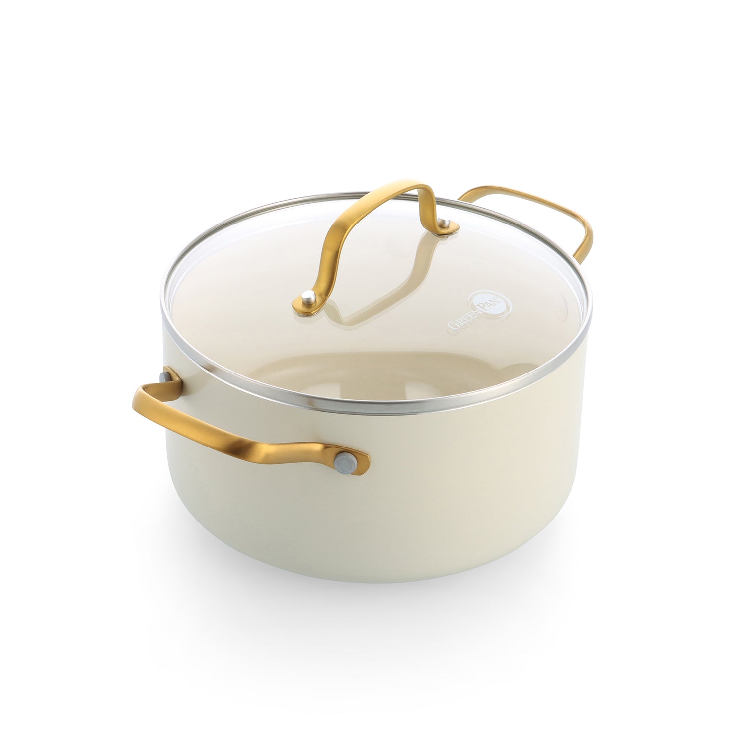 【新商品】ストゥディオ クリームホワイト キャセロール 20cmガラス蓋付　IH／ガス火対応